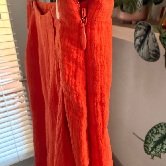 Maeve Anthropologie Gauze Red Wide Leg Cropped Pants Women’s Size 8 Boho Chic - Picture 4 of 9